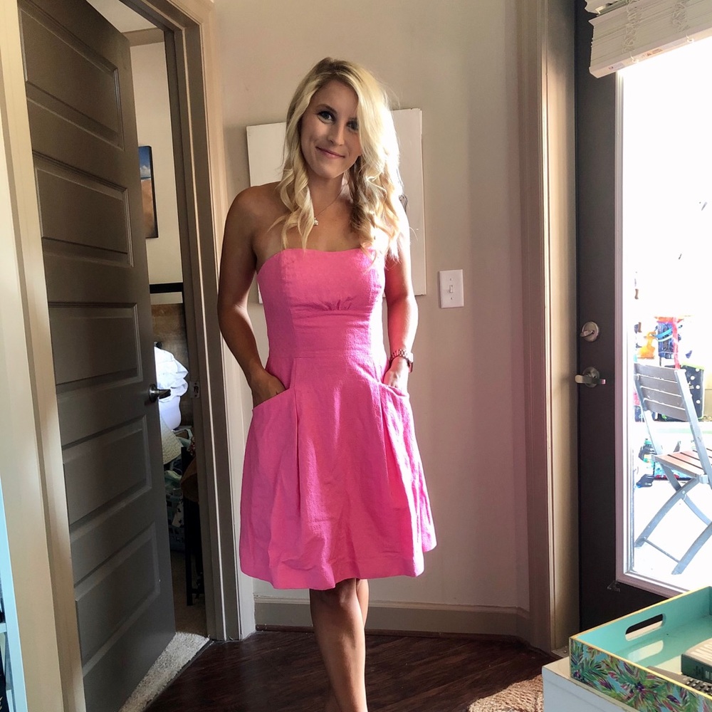 Hot Pink Strapless Structured Dress